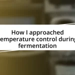 How I approached temperature control during fermentation