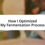 How I Optimized My Fermentation Process