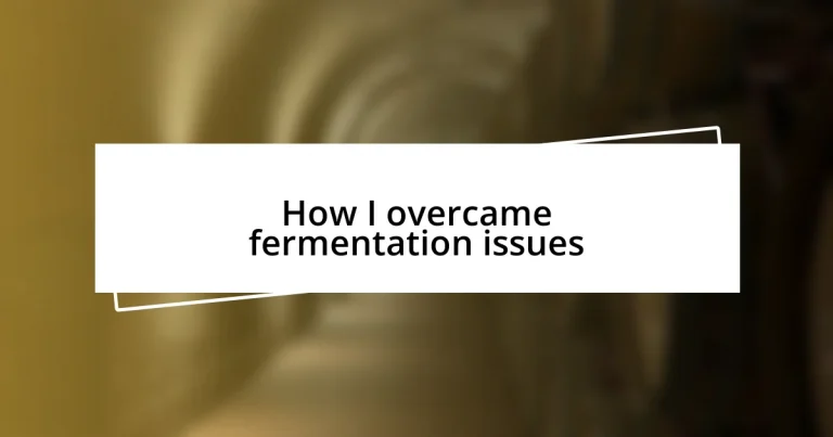 How I overcame fermentation issues