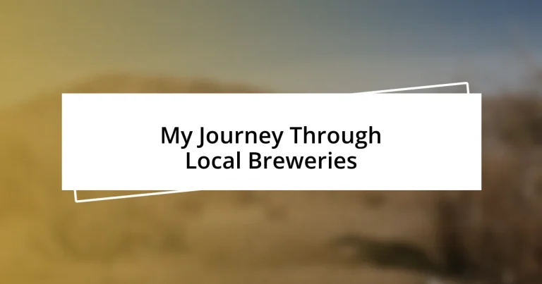 My Journey Through Local Breweries