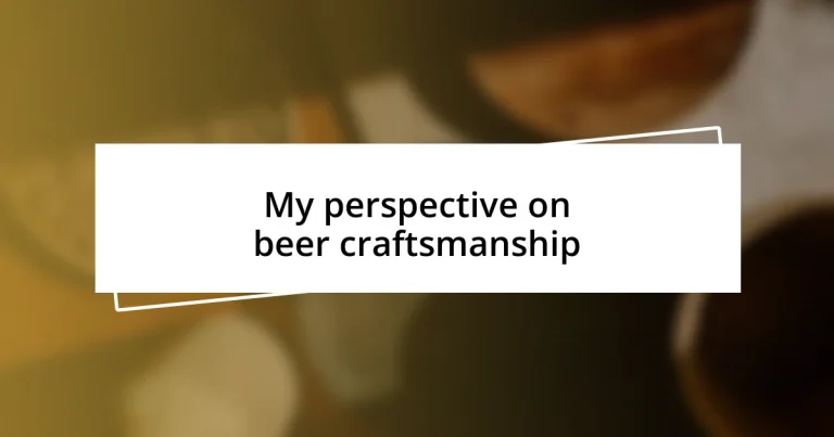 My perspective on beer craftsmanship