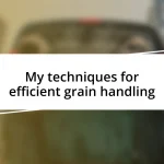 My techniques for efficient grain handling