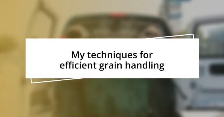 My techniques for efficient grain handling