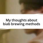 My thoughts about biab brewing methods