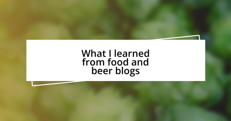 What I learned from food and beer blogs