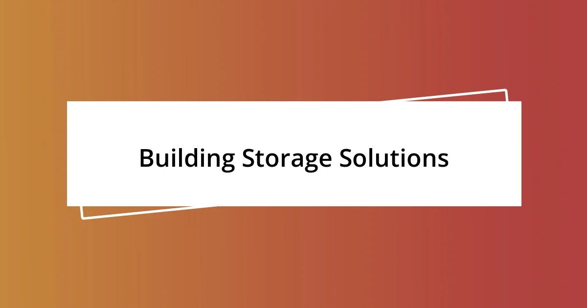 Building Storage Solutions