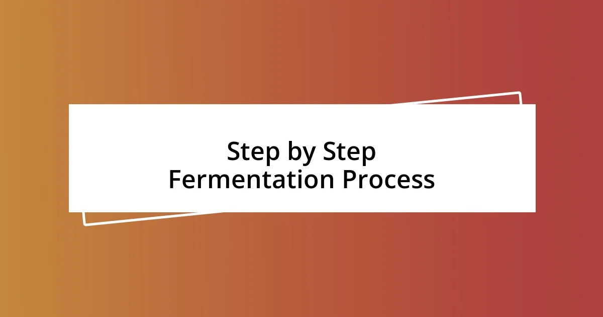 Step by Step Fermentation Process