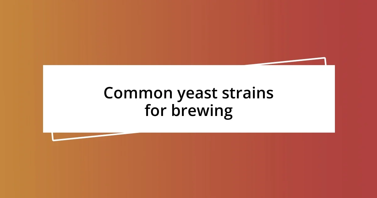 Common yeast strains for brewing