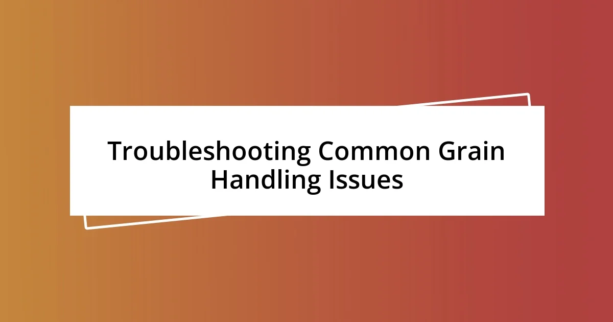 Troubleshooting Common Grain Handling Issues