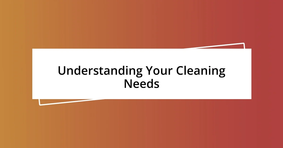 Understanding Your Cleaning Needs