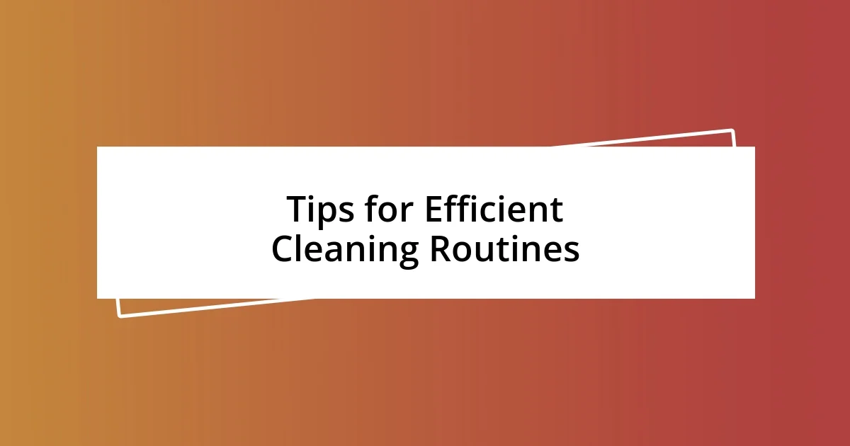 Tips for Efficient Cleaning Routines